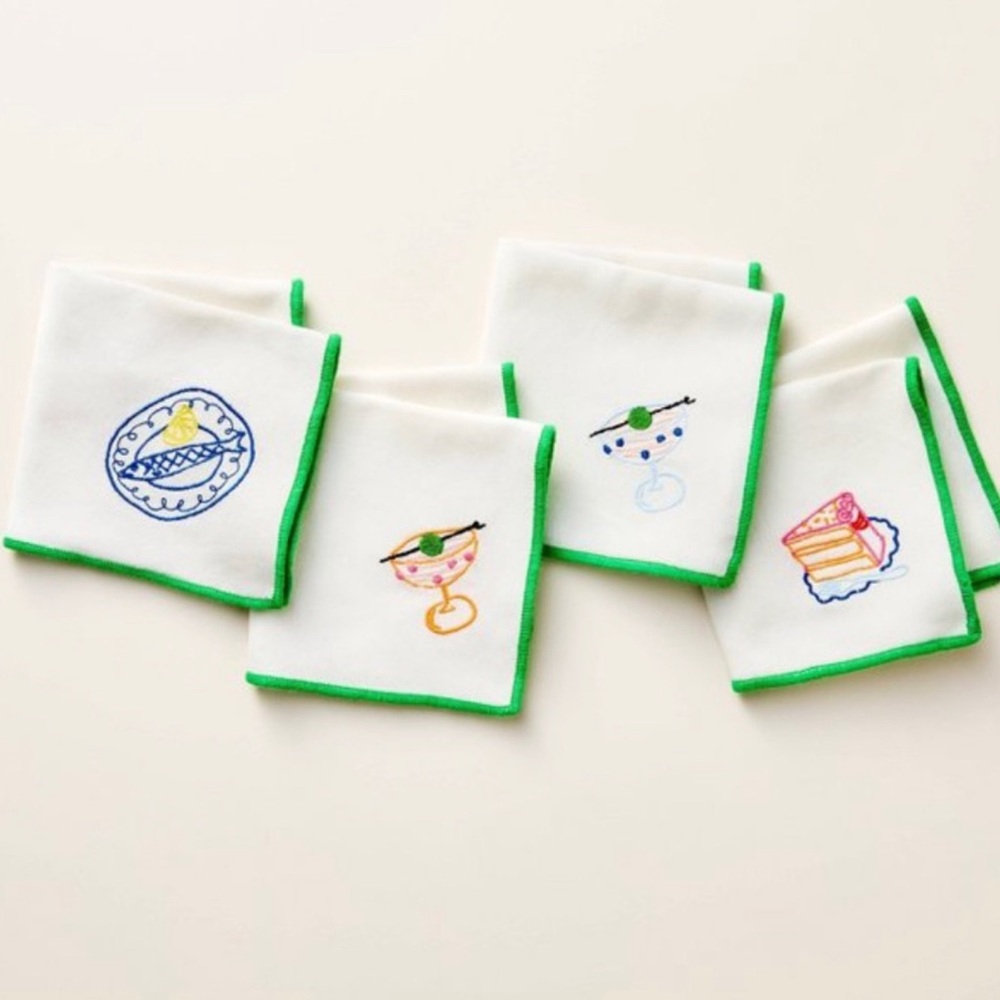 Kate Spade New York x Target 4ct Embroidered Icon Cloth Cocktail Napkins